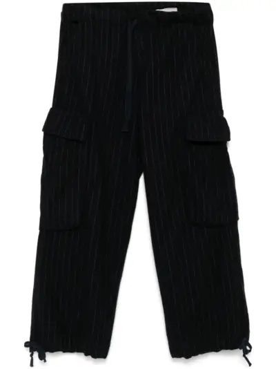Greg Lauren pinstriped wide trousers - Blue