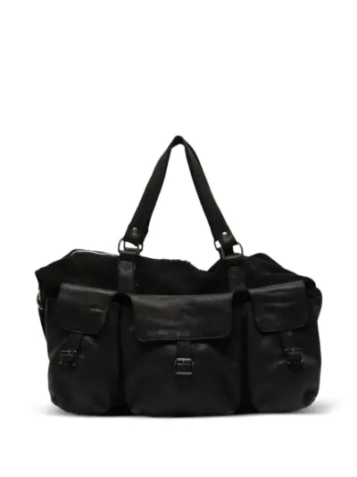 Guidi cargo-pocket suede tote bag - Black