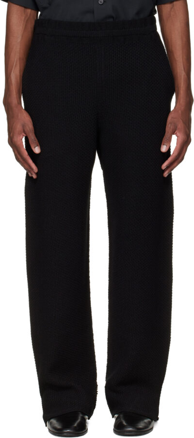 HOMME PLISSÉ ISSEY MIYAKE Black Rustic Knit Trousers