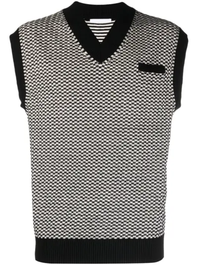 Helmut Lang checked V-neck sweater vest - Black