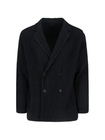 Homme Plissé Issey Miyake pleated double-breasted blazer - Black