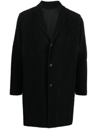 Homme Plissé Issey Miyake ribbed single-breasted coat - Black