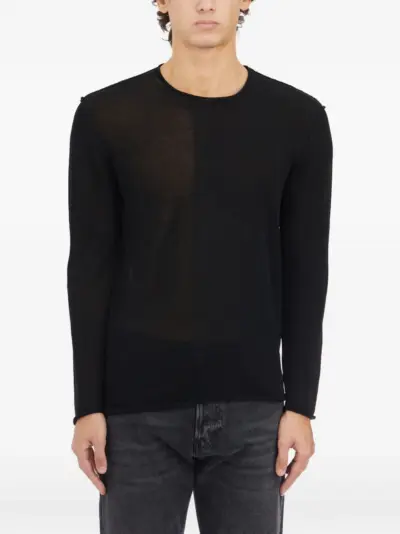 Isabel Benenato crew-neck cotton sweater - Black