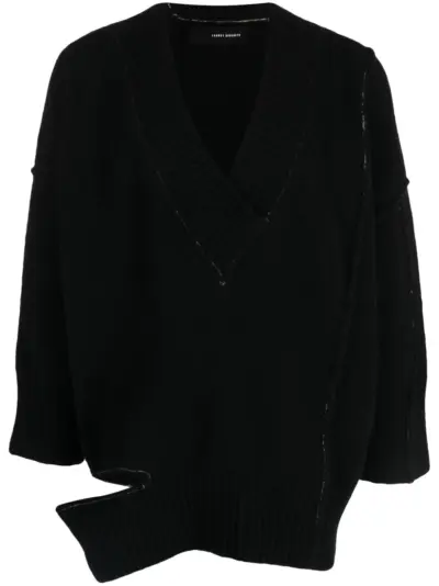 Isabel Benenato cut-out exposed-seam jumper - Black
