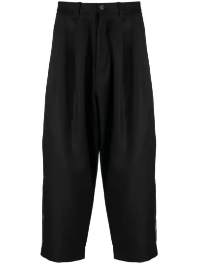Isabel Benenato drop-crotch cropped trousers - Black