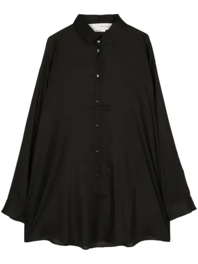Isabel Benenato long-length cotton shirt - Black