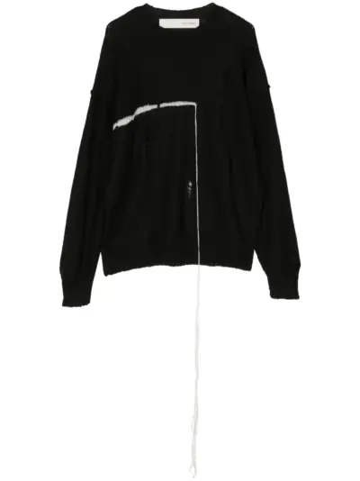 Isabel Benenato raw-cut detail knit jumper - Black