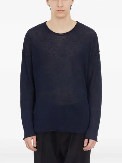 Isabel Benenato round-neck linen sweater - Blue