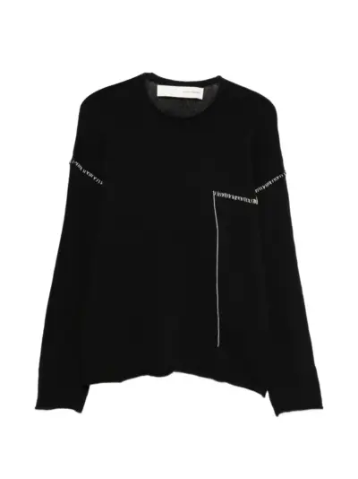 Isabel Benenato stitched crew-neck sweater - Black