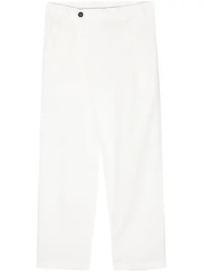 Isabel Benenato straight-leg linen trousers - White