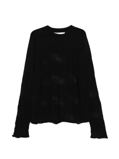 Isabel Benenato textured crew-neck sweater - Black