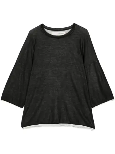 Isabel Benenato three-quarter length sleeves cotton jumper - Black