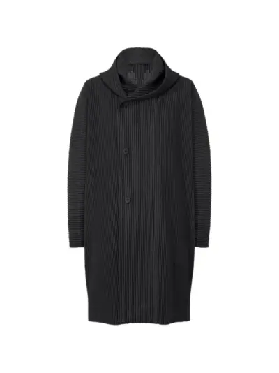 Issey Miyake pleated button coat - Black