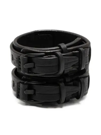 Julius double-belt leather bracelet - Black