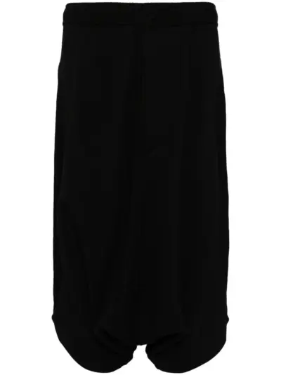 Julius drop-crotch cotton track shorts - Black