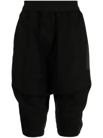 Julius flap-pocket drop-crotch shorts - Black