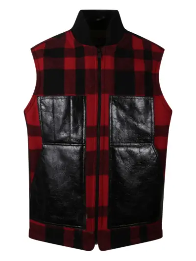 Junya Watanabe MAN Mackinaw panelled gilet - Red