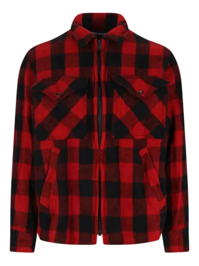 Junya Watanabe MAN checked-pattern zip-up shirt jacket - Red