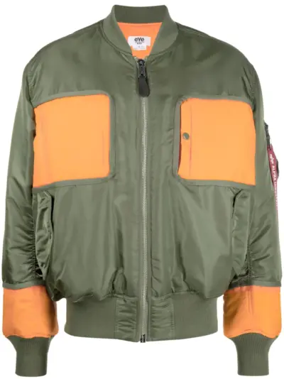 Junya Watanabe MAN colour-block panelled bomber jacket - Green