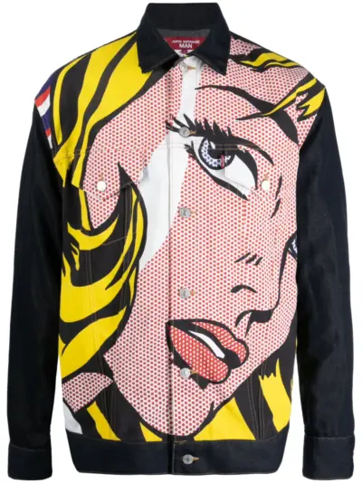 Junya Watanabe MAN pop-art button-up jacket - Blue