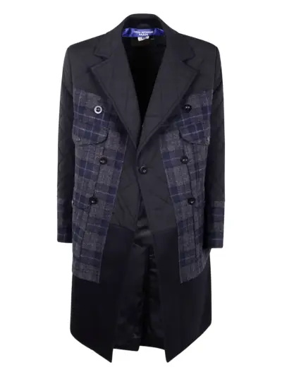 Junya Watanabe MAN quilted check coat - Blue