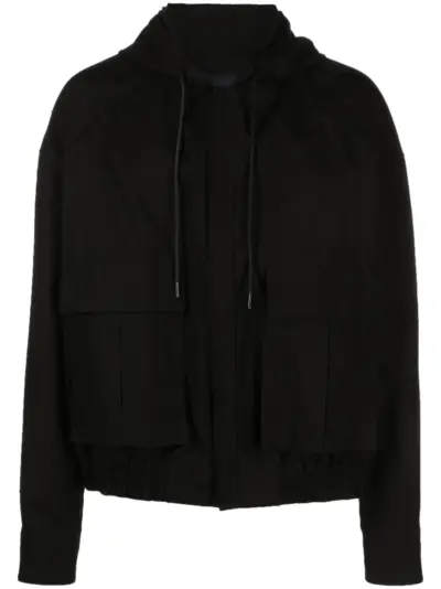 Juun.J drawstring hooded jacket - Black
