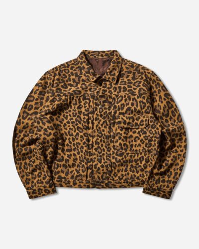 KAPITAL Men s Twill Aging-Wool Leopard 1st Jacket Brown
