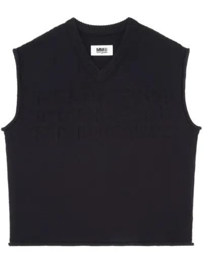MM6 Maison Margiela numbers-motif V-neck vest - Black