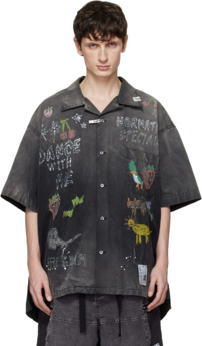 Maison MIHARA YASUHIRO Black Hand Drawing Print Shirt