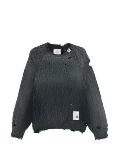 Maison MIHARA YASUHIRO distressed crew-neck sweater - Grey
