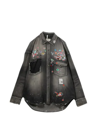Maison MIHARA YASUHIRO faded graphic-print shirt - Grey