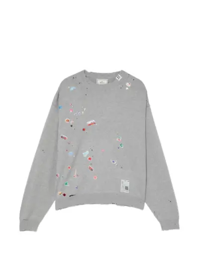Maison MIHARA YASUHIRO graphic-appliqué sweater - Grey