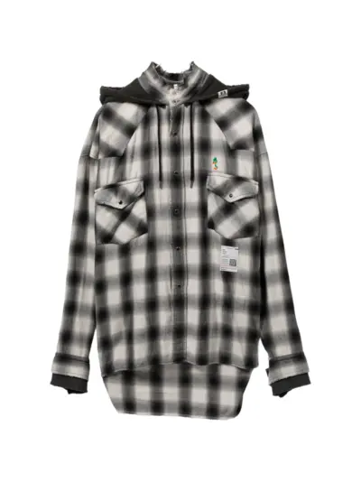 Maison MIHARA YASUHIRO hooded checked shirt - Grey