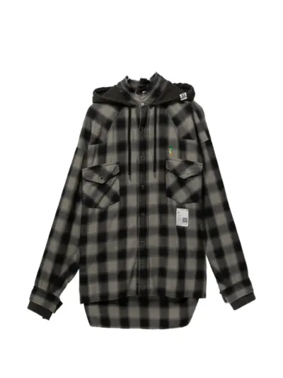 Maison MIHARA YASUHIRO hooded plaid shirt - Black