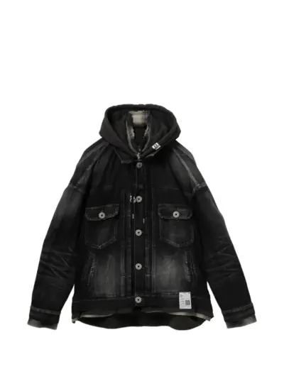 Maison MIHARA YASUHIRO layered hooded denim jacket - Black