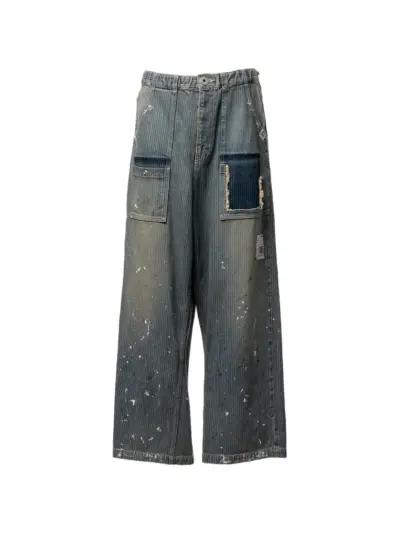 Maison MIHARA YASUHIRO stripe patchwork jeans - Blue