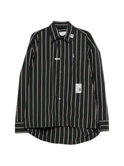 Maison MIHARA YASUHIRO striped embroidered shirt - Black