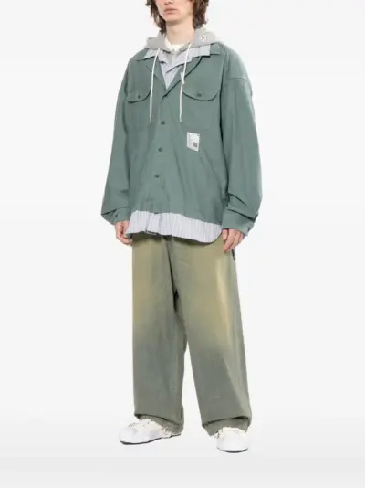 Maison MIHARA YASUHIRO striped hooded jacket - Blue