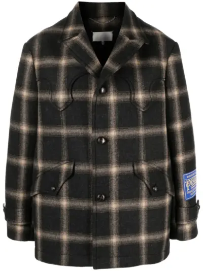 Maison Margiela x Pendleton checked wool coat - Brown