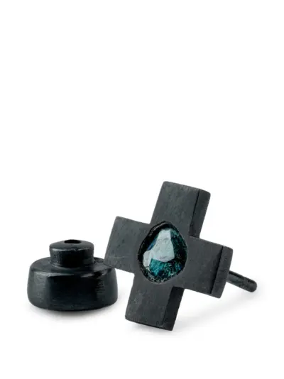 Parts of Four cross diamond earring - Black