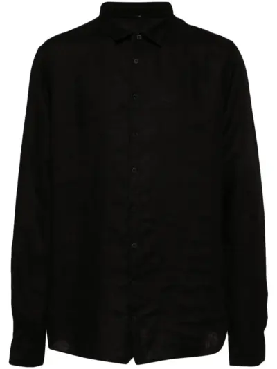 Poème Bohémien classic-collar linen shirt - Black