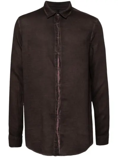 Poème Bohémien classic-collar linen shirt - Red