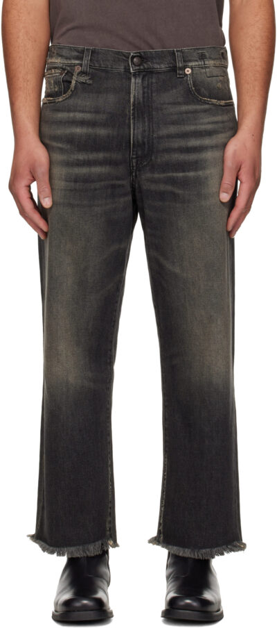 R13 Black Washed Boyfriend Jeans