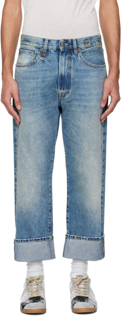 R13 Blue Cuffed X-Boyfriend Jeans