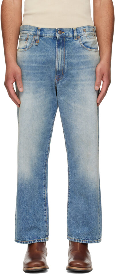 R13 Blue Washed Boyfriend Jeans