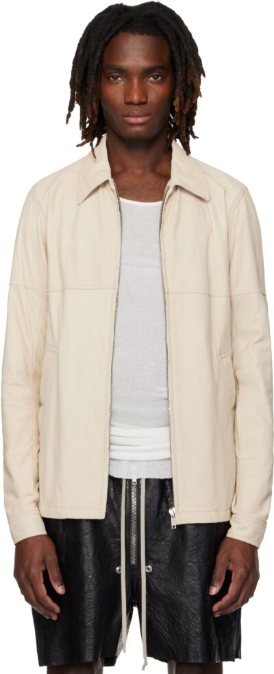 Rick Owens Beige Temple Brad Leather Jacket
