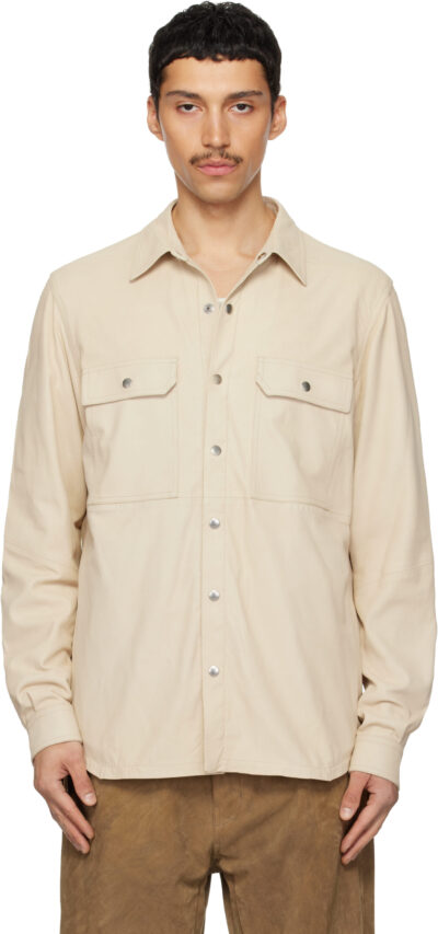 Rick Owens Beige Temple Leather Outershirt