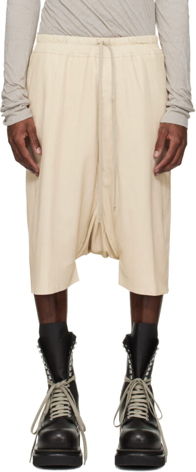 Rick Owens Beige Temple Rick S Pods Leather Shorts