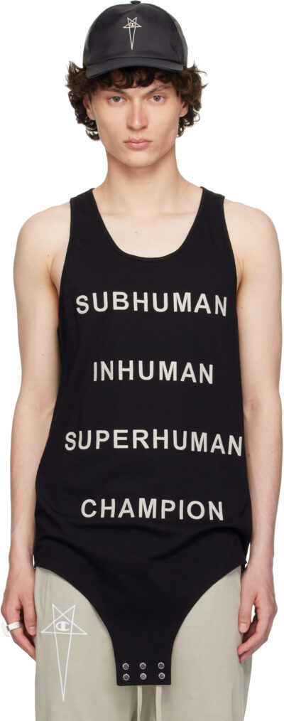 Rick Owens Black Champion Edition Basketball Tank Top