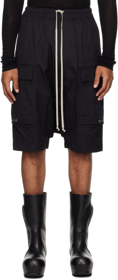 Rick Owens Black Concordians Cargo Pods Shorts